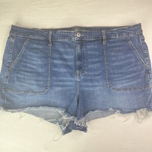 Torrid  Blue Denim Jean Shorts Women’s Plus Size 26 Raw Hem Summer